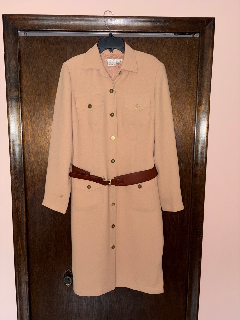 Vintage Button-Front Shirt Dress with Belt